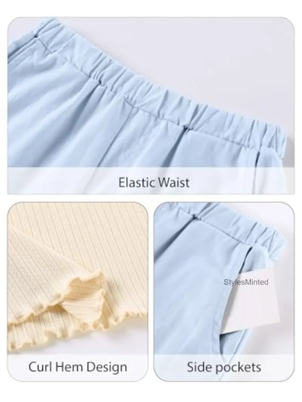 Girls 2-Piece Outfit Ribbed Top Denim Shorts Set Bows Summer